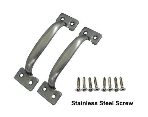 Stainless Steel Door Pull Handle 6-1/2 Inches Polished Finish For Exterior Doors 2 Pack With Mounting Screws Corrosion Resistant Weatherproof