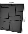 Black 3D Wall Panels With Raised Rectangle Texture For Modern Interiors, Waterproof And Fire Resistant PVC Panels, 19.7" size