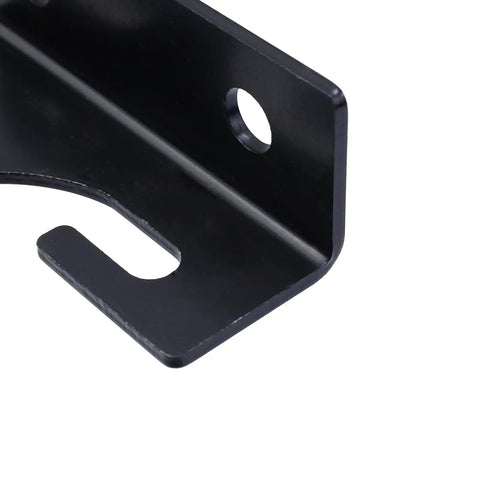 These Dang Tough Iron Bed Rail Connectors Make Assembly A Breeze Four Pack Heavy Duty Steel Brackets For Wooden Frames Headboards Footboards Easy Hook Up Fastener Hardware 3.94 Inches Long close-up image of a black heavy-duty iron bed rail bracket