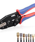 Ratcheting Crimping Tool For Non-Insulated Open Barrel Terminals And Receptacles, U Shaped Crimper For AWG 20-10 0.5-6mm2 Wires