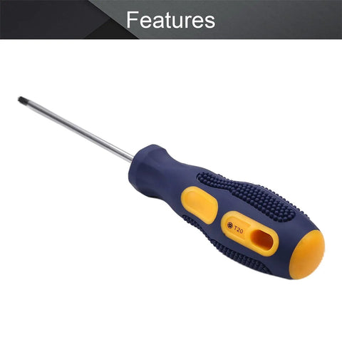 Top Notch T20 Security Torx Screwdriver With Strong Magnetic Tip Heavy Duty Drop Forged Steel High Torque Build displayed at an angle.