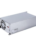 Beefy 600W DC Switching Power Supply For Industrial Automation, Reliable Converter With LED Indicators, Aluminum Alloy Enclosure, Wide 100 To 240V AC Input, Quiet, Efficient Performance For LEDs And Control Systems, silver metal case