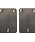 Low Voltage Landscape Lighting Cable Connectors 2 Pack Black For Easy Quick Install Snaps On And Tightens Compatible With 12 14 And 16 Gauge Wire Works With Most Low Voltage Landscape Lights Durable Weather Resistant. Image of two black rectangular connectors with screw details visible.
