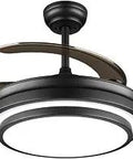 42 Inch Black Modern Ceiling Fan With Lights Dope App Control Retractable Fandelier Ceiling Fan With Light