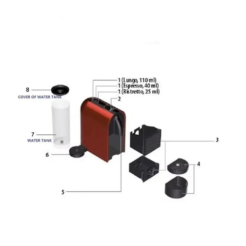 Replacement Water Tank For U Series C-50 D50 Coffee Machines, Transparent See-Through Tank With Leak-Proof Seal, side view