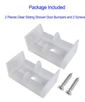 Clear Framed Sliding Shower Door Bumpers 2 Pack With Screws Elastic Plastic Rubber Stoppers For 1-3/8 Inch Frame Glass Shower Enclosures