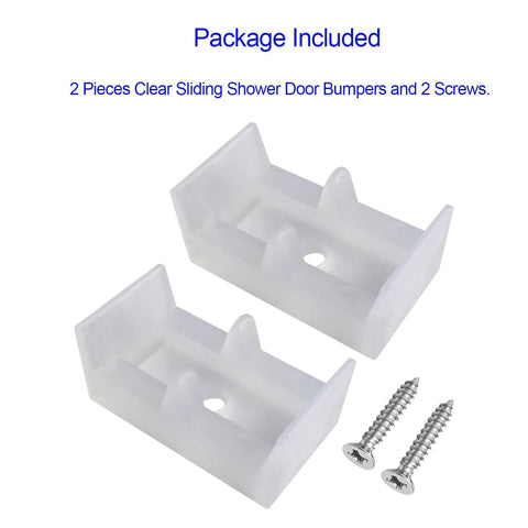 Clear Framed Sliding Shower Door Bumpers 2 Pack With Screws Elastic Plastic Rubber Stoppers For 1-3/8 Inch Frame Glass Shower Enclosures