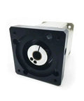 Beefy Heavy Duty Helical Planetary Gearbox Motor Reducer For 3 Phase Nema42 And Nema52 Stepper Motors 1KW To 3KW Servo Blue Finish Speed Ratio 35 To 1 Fits 100 110 130 And 180mm Diameters, black-front gearbox