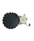 Front view of traveling wheel assembly for Xiaomi Omni vacuum; black wheel with motor housing and wiring