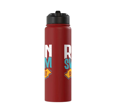 Swim And Run Insulated Stainless Steel Water Bottle For Aquathlon Training Keeps Drinks Cold Or Hot Durable Hydration Gear Red Design