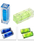 2Pack Square for spirit Level Horizontal Bubble 29x10x10mm(Blue) with clear acrylic design, showing blue and green levels.