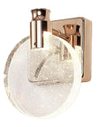 VCDUXMQLK Nordic Luxury Crystal Bedroom Wall Lamps LED Light Source Three-Color Dimmable Sconces Creative Modern White Round close-up view of sconce.