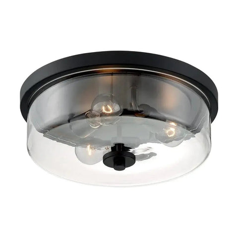 Sommerset 3 Light Flush Mount Fixture With Clear Glass Shade In Brushed Nickel Finish Modern Ceiling Lighting For Damp Locations