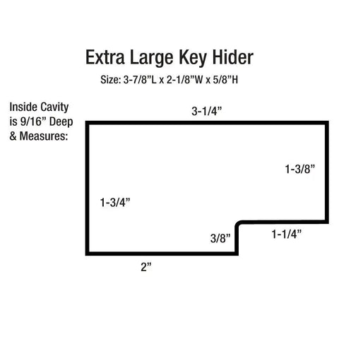Diagram of Extra Large Magnetic Key Hider Case with dimensions, showing inner cavity measurements and size