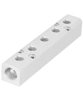 Aluminum Compressed Air Manifold Block High Pressure Proof Pneumatic Splitter With Fast Connector, side view, multiple outlets visible.