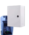 Vertical Round Lock Power Distribution Box With Customizable Electric Meter Panel And Monitor Control Enclosure shown closed.