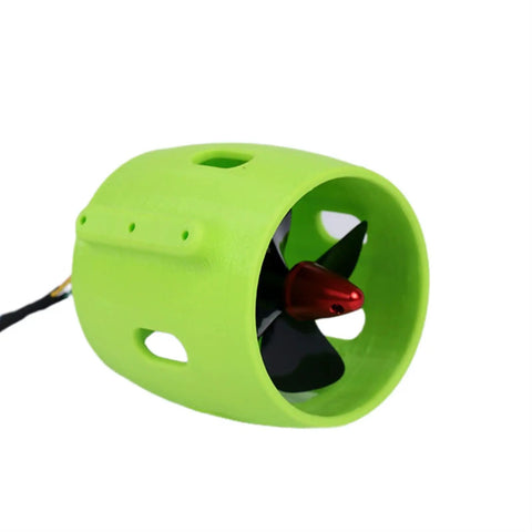 Underwater RC Thruster Motor 12V To 24V 20A Four Blade CW CCW Propeller in bright green casing for RC boat use