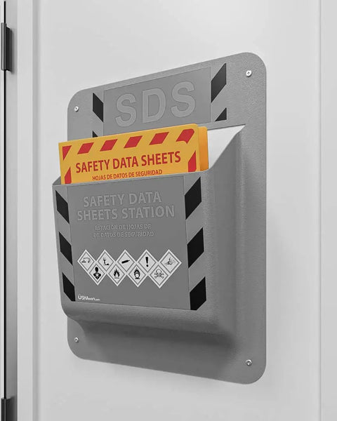 2 Pack SDS Binder Set, 3 Inch Three Ring Heavy Duty Binder For Safety Data Sheets, OSHA 2024 Compliance, Fits Up To 600 Sheets, Durable MSDS Organizer For Hazard Communications on wall-mounted SDS station