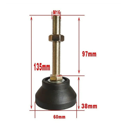 Heavy Duty Furniture Leveling Feet 8 Pack Adjustable Screw Legs With 60mm Base Plate M24x200mm displayed with dimensions.