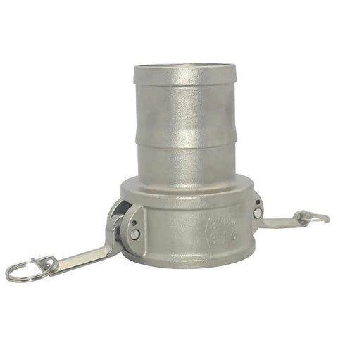 316 Stainless Steel Hose Barb Fitting 3 Inch Camlock Trash Pump Adapter Female For Industrial Pumps, Beefy Camlock Groove Connector, Heavy Duty Stainless Hardware, Temperature Range From Minus 150 Fahrenheit To 500 Fahrenheit, 250 PSI Max, front view