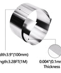 Rolled 304 Stainless Steel Foil 0.1mm thickness, 100mm width, 1M length, silver finish, corrosion-resistant, high temperature tolerant.