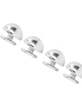 One Hundred Sets Mushroom Rivet Studs Featuring Ten Millimeter Round Heads In Glossy Silver Alloy showing four 10mm round alloy studs.