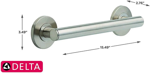 Contemporary 12 Inch Shower Grab Bar ADA Compliant Brilliance Stainless Steel 450 Pound Capacity Sturdy No Sweat Bathroom Safety Grip