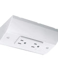 Under Cabinet Power Distribution Box Slim Fit White Metal For TV DVD And Security Systems With Multimedia Outlet Ready Slot