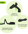 High Temperature Mini Hot Glue Gun With Fine Tip For Detailed Crafting And DIY Projects, cordless base, cord included