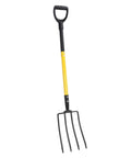 46 Inch Garden Spading Fork With 4 Tines And Y Grip Heavy Duty Iron Construction with comfortable hardwood handle for easy gardening