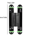 Heavy Duty Hydraulic Door Closer With Invisible Adjustable Hinge For Silent Auto Closing On Wood Or Steel Doors, black with dimensions 19.4cm x 3cm.