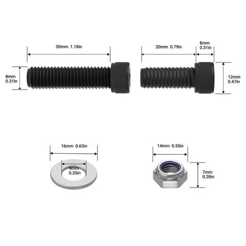 Bottom Mount Racing Seat Hardware Kit With Nuts Bolts And Washers Durable Steel Dimensions