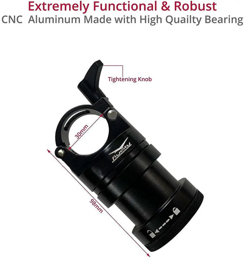 CNC aluminum component of Flexi Pro Gimbal Vest Stabilization System For 3-Axis Rigs Up To 40lb Payload with tightening knob detail