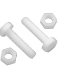 Premium Hardware Bundle Featuring 20 Pair M6x25mm White Nylon Hex Bolts Paired With Rust Resistant Plastic Hex Nuts for DIY projects.