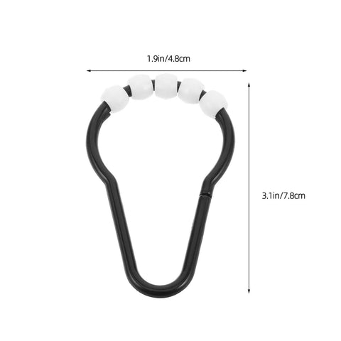 Beaded Glide Shower Curtain Rings 20 Pack Black Plastic Hooks For Bathroom Rods Durable Moisture Resistant Curtain Hangers
