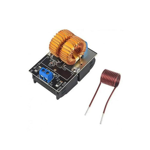 5 To 12 Volt DC ZVS Induction Heating Power Supply Module with coil included, showing PCB integration for DIY electronics projects.
