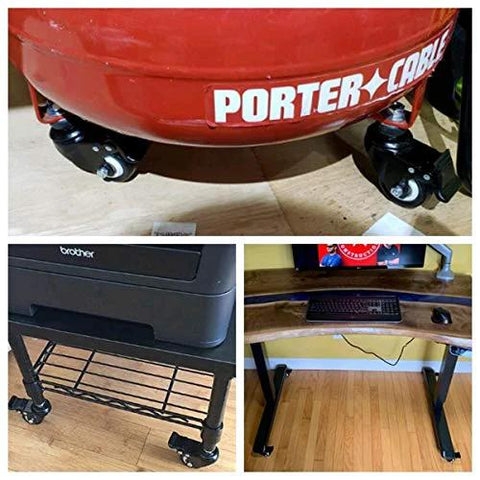 Set Of 4 Stem Casters M8x25 With Double Locking Brake, 2 Inch Heavy Duty PU Rubber Swivel Caster Wheels under furniture