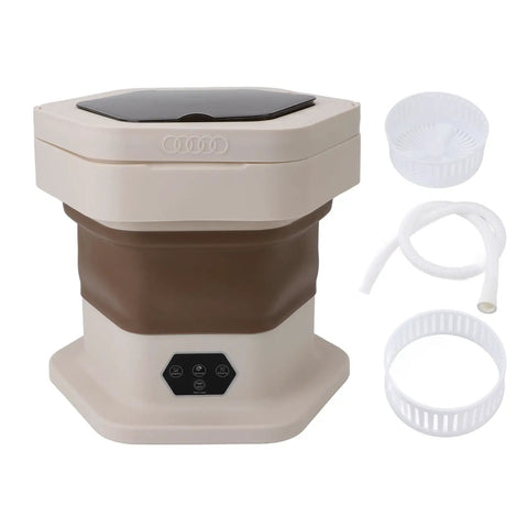 No Sweat Portable Folding Mini Washer Featuring Quick Wash And Spin Cycle, 5.5 Pound Capacity, Slick Khaki Build and accessories