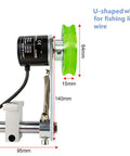 No Hassle Digital Length Meter Counter With Rock Solid U Shaped Measuring Wheel for fishing line, wire, showing dimensions and details.