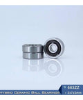 Top Tier Hybrid Ceramic Bearing 3x7 Millimeter ABEC-1 Grade Motor Spindle Runnery Super Low Friction Si3N4 Balls in silver color.