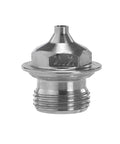 Close-up of the 2.2 mm nozzle for Double Nozzle Spray Gun With Dual Heads For Two Component And Dual Color Coatings Mirror Finish Silver