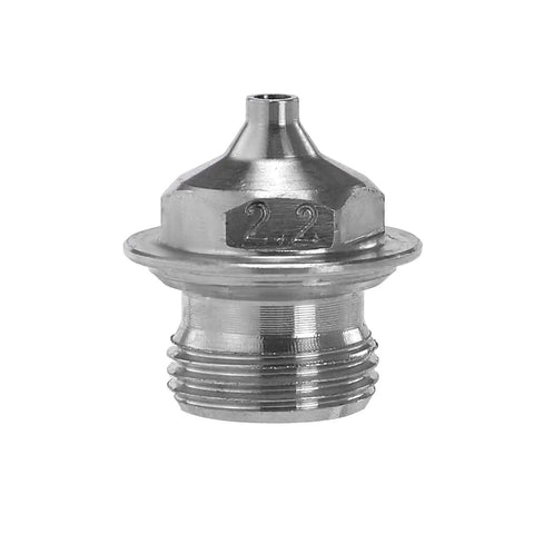 Close-up of the 2.2 mm nozzle for Double Nozzle Spray Gun With Dual Heads For Two Component And Dual Color Coatings Mirror Finish Silver