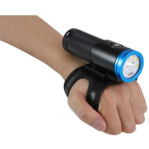 Person holding VTL 2900 Lumen Wide Beam Flashlight With Blue Light Mode And 1000 Lumen Spot Beam Black for night ops and worksite use