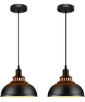 Industrial Pendant Lighting Set Dope Vintage Farmhouse Style Metal Ceiling Lamps With E26 Base Black 2 Pack Hanging Lights