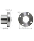 Dimensions of Two Inch Steel Faceplate For Wood Lathe With 1 8 TPI Thread, showing thickness and hole spacing for mounting