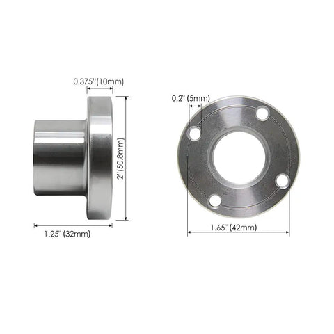 Dimensions of Two Inch Steel Faceplate For Wood Lathe With 1 8 TPI Thread, showing thickness and hole spacing for mounting