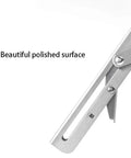 Close-up of Premium 304 Stainless Steel Folding Shelf Brackets Triangle Wall Mounts showcasing polished surface detail.