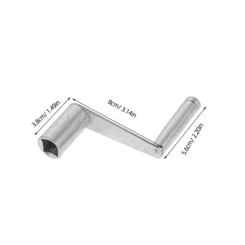 Wire EDM Spool Winder Hand Crank With Square Socket Spooler Handle for Wire Cutting Machines, shown in silver with dimensions.
