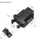 Dimensions of Non Magnetic Door Push Latch for Single Doors in black with adjustable spring clip, durable metal fit for furniture