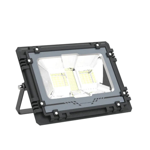 Beastly Bright Outdoor Solar Flood Light With Remote 600 Lumen 80 LED IP65 Aluminum Alloy Security Light angled stand